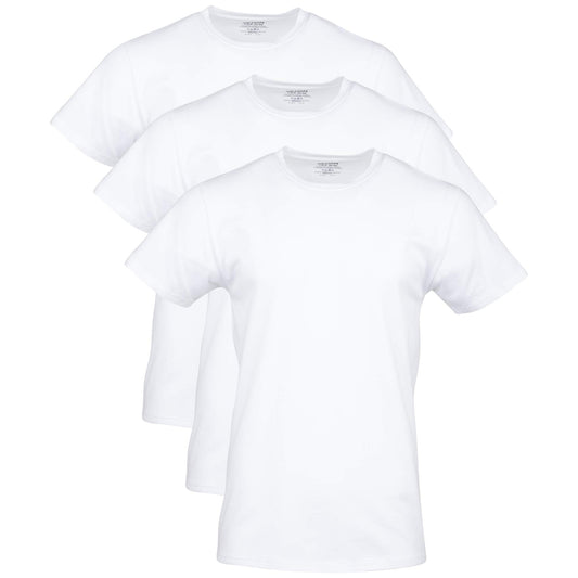 Gildan Men's Cotton Stretch T-shirts, Multipack, Artic White (Crew 3-Pack), Small